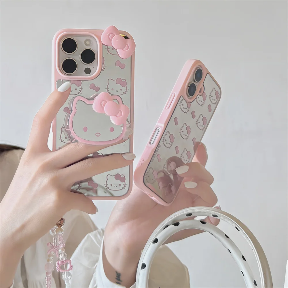 Pink Hello Kitty Face Bow Strap Phone Case For iPhone 16 15 14 13 12Pro Max Kawaii Y2K Lovely KT Mirror soft Cover with Bracelet
Pink Hello Kitty Face Bow Strap Phone Case For iPhone 16 15 14 13 12Pro Max Kawaii Y2K Lovely KT Mirror soft Cover with Bracelet