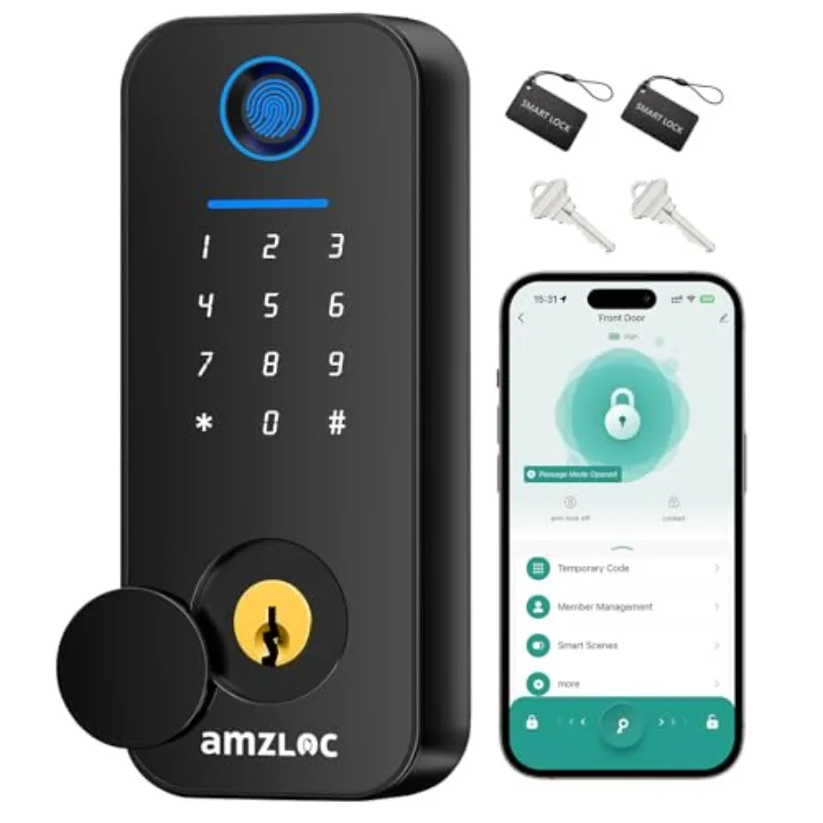 Smart Deadbolt Door Lock with Keypad:Amzloc Fingerprint Keyless Entry Door Lock Smart Lock for Front Door Bluetooth APP Control
Smart Deadbolt Door Lock with Keypad:Amzloc Fingerprint Keyless Entry Door Lock Smart Lock for Front Door Bluetooth APP Control