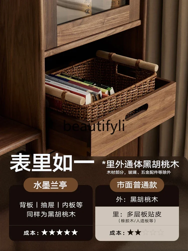 North American black walnut TV cabinet, retro style sofa stand cabinet, living room solid wood dining side cabinet D96 
North American black walnut TV cabinet, retro style sofa stand cabinet, living room solid wood dining side cabinet D96