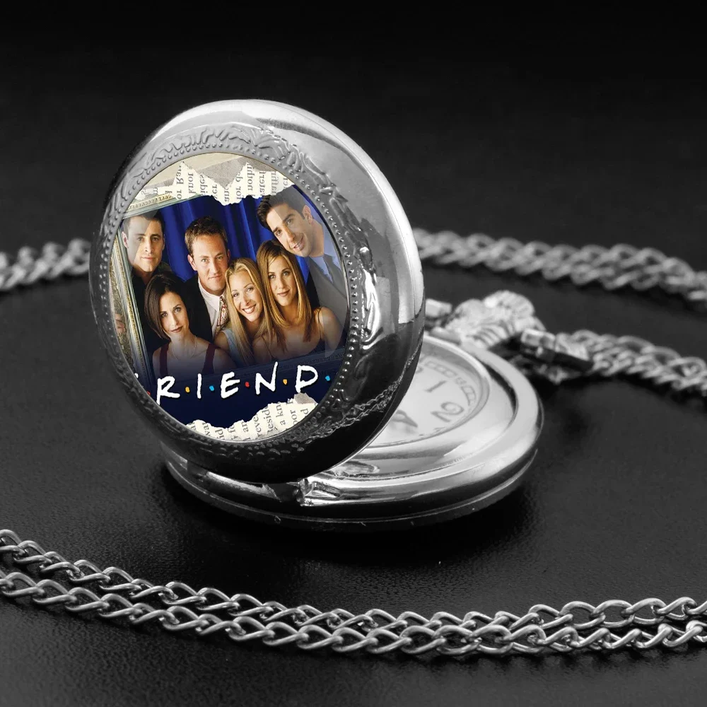 Classic Teleplay Friends Vintage Glass Dome Quartz Pocket Watch Chain Linked Timepiece Pendant for Men Women Children As Gifts
Classic Teleplay Friends Vintage Glass Dome Quartz Pocket Watch Chain Linked Timepiece Pendant for Men Women Children As Gifts