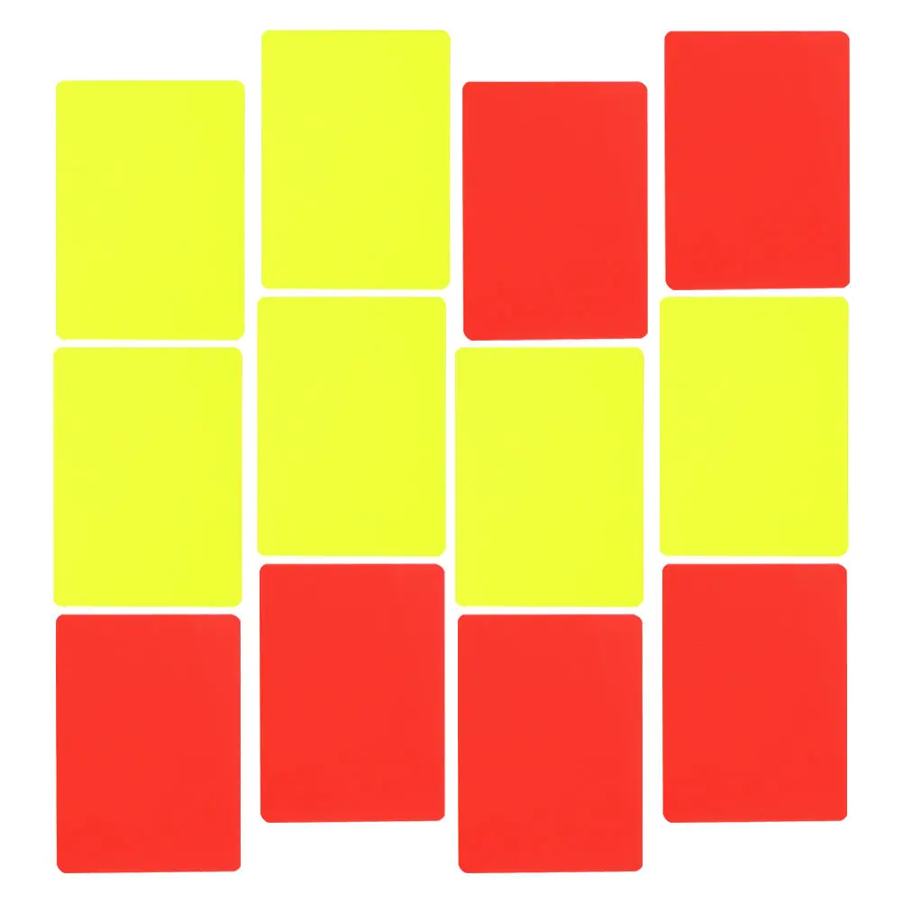 12Pcs Soccer Referee Cards Bright Yellow Red PVC Cards Easy to Bend Not Break Pocket Size Referee Accessory for Football Soccer
12Pcs Soccer Referee Cards Bright Yellow Red PVC Cards Easy to Bend Not Break Pocket Size Referee Accessory for Football Soccer