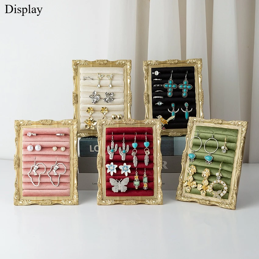 Vintage Photo Frame Jewelry Display, Velvet Earring & Ring Holder Stand, Decorative Organizer for Home Vanity Counter
Vintage Photo Frame Jewelry Display, Velvet Earring & Ring Holder Stand, Decorative Organizer for Home Vanity Counter