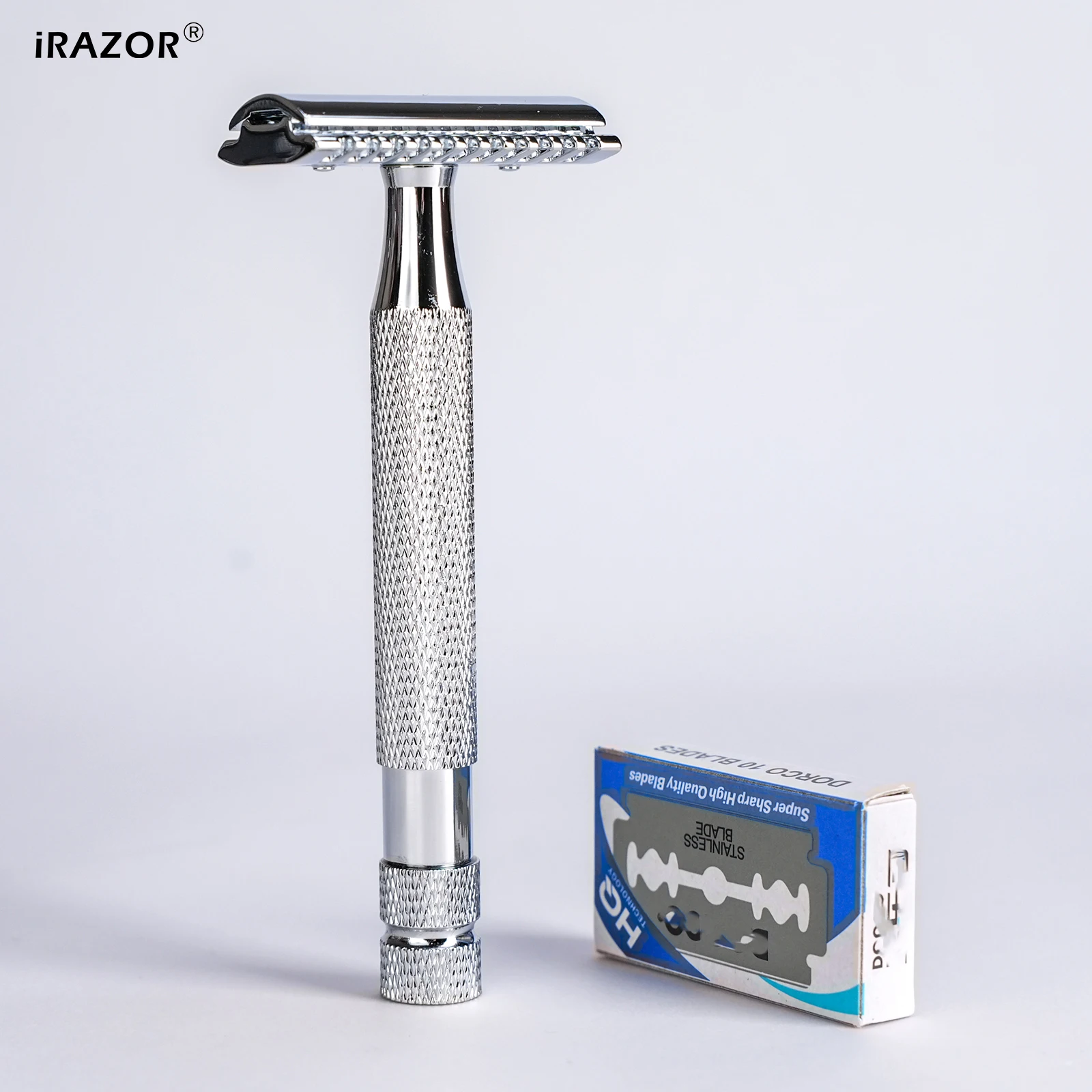 Бритва iRAZOR Premium с двойным лезвием для мужчин, классическая бритва для удаления волос на теле, с 10 лезвиями из нержавеющей стали, нескользящая ручка
Бритва iRAZOR Premium с двойным лезвием для мужчин, классическая бритва для удаления волос на теле, с 10 лезвиями из нержавеющей стали, нескользящая ручка
