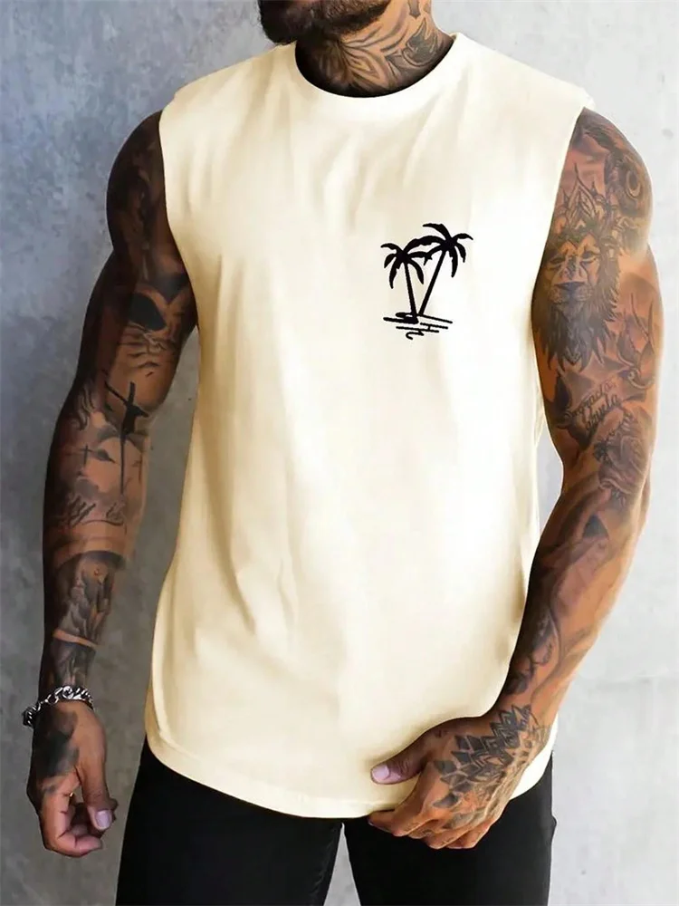 Summer Casual Style Men's Vest Coconut Tree Logo Solid Color Sleeveless Fitness Top Men's Fashion Outdoor Fitness Vest Clothing
Summer Casual Style Men's Vest Coconut Tree Logo Solid Color Sleeveless Fitness Top Men's Fashion Outdoor Fitness Vest Clothing