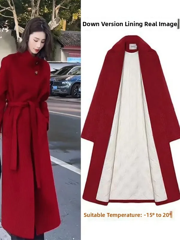 Red Plush Lined Thickened Woolen Coat Stand Collar Korean Style Commute Winter Fashion Women's Jacket Warm High Waist Long Sl...
Red Plush Lined Thickened Woolen Coat Stand Collar Korean Style Commute Winter Fashion Women's Jacket Warm High Waist Long Sl...