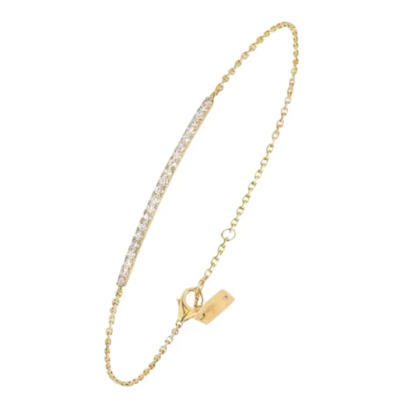 Gold Plated Paved Bar Chain Bracelet, Adjustable Chain with CZ Bar Detail
Gold Plated Paved Bar Chain Bracelet, Adjustable Chain with CZ Bar Detail