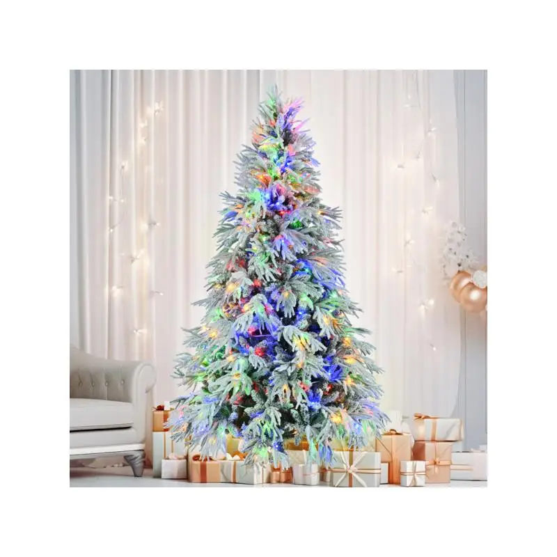7.5FT Pre-Lit Snow Flocked Christmas Tree, Hinged Xmas Tree with 350 Multi-Color LED Lights, 8 Flash Modes & 1389 Snow Tips,
7.5FT Pre-Lit Snow Flocked Christmas Tree, Hinged Xmas Tree with 350 Multi-Color LED Lights, 8 Flash Modes & 1389 Snow Tips,