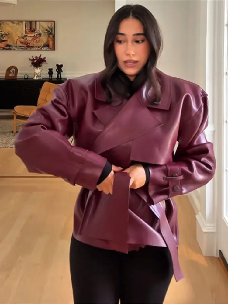 Street Lace Up Leather Jacket Women Loose Lapel Long Sleeve Solid Jackets Female 2026 Spring Autumn Lady Biker Outwear New
Street Lace Up Leather Jacket Women Loose Lapel Long Sleeve Solid Jackets Female 2026 Spring Autumn Lady Biker Outwear New