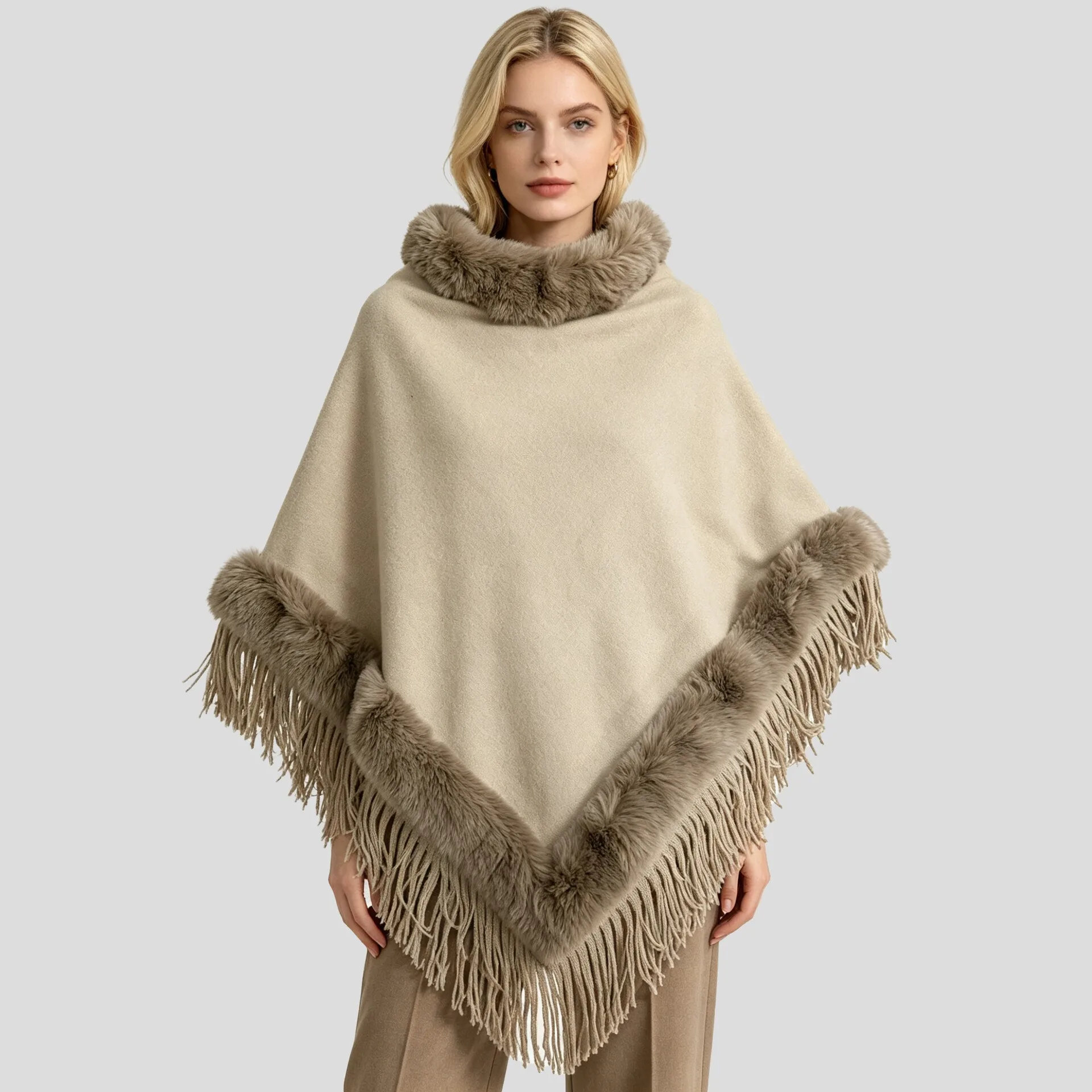 Autumn Winter New Style Thickened Warm Faux Rabbit Fur Collar Tassel Cloak Shoulder Wrap Women's Outerwear High-End Furry Cape
Autumn Winter New Style Thickened Warm Faux Rabbit Fur Collar Tassel Cloak Shoulder Wrap Women's Outerwear High-End Furry Cape