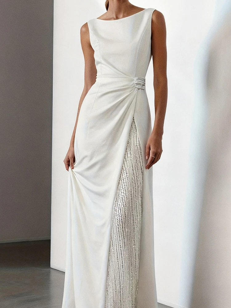 Элегантное женское вечернее платье с круглым вырезом, модное, без рукавов, однотонное, с сетчатыми вставками, приталенное, с вырезами, летнее
Элегантное женское вечернее платье с круглым вырезом, модное, без рукавов, однотонное, с сетчатыми вставками, приталенное, с вырезами, летнее