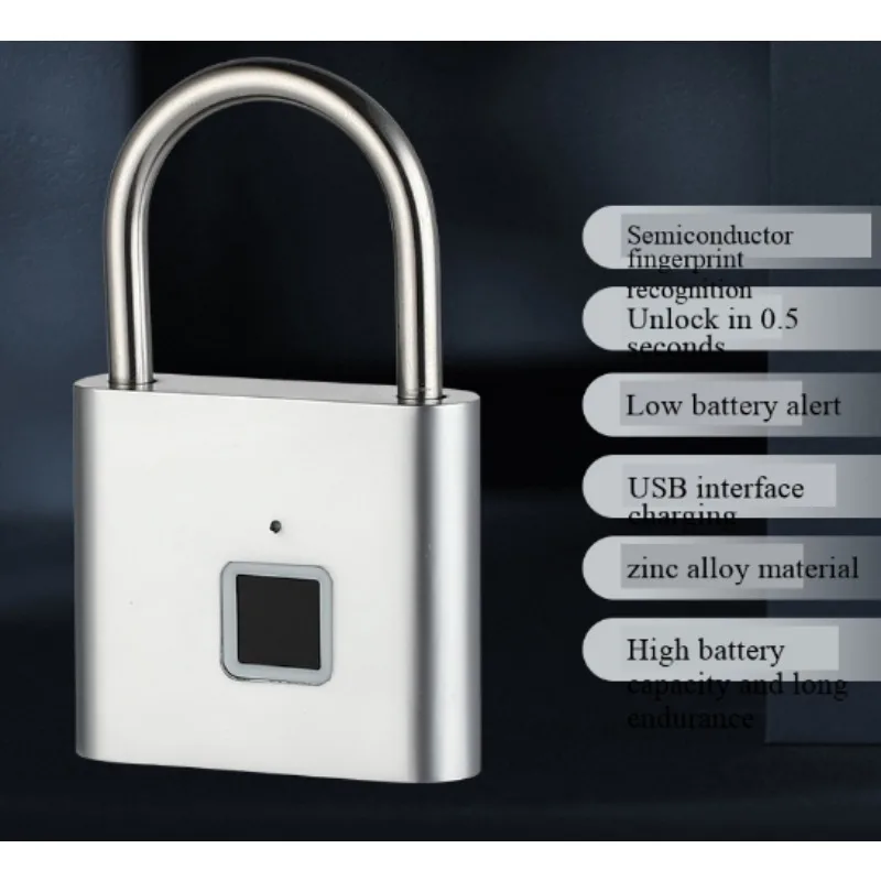 Smart Fingerprint Padlock Waterproof Fingerprint Keyless Door Lock Type C Rechargeable Security Padlock for House
Smart Fingerprint Padlock Waterproof Fingerprint Keyless Door Lock Type C Rechargeable Security Padlock for House