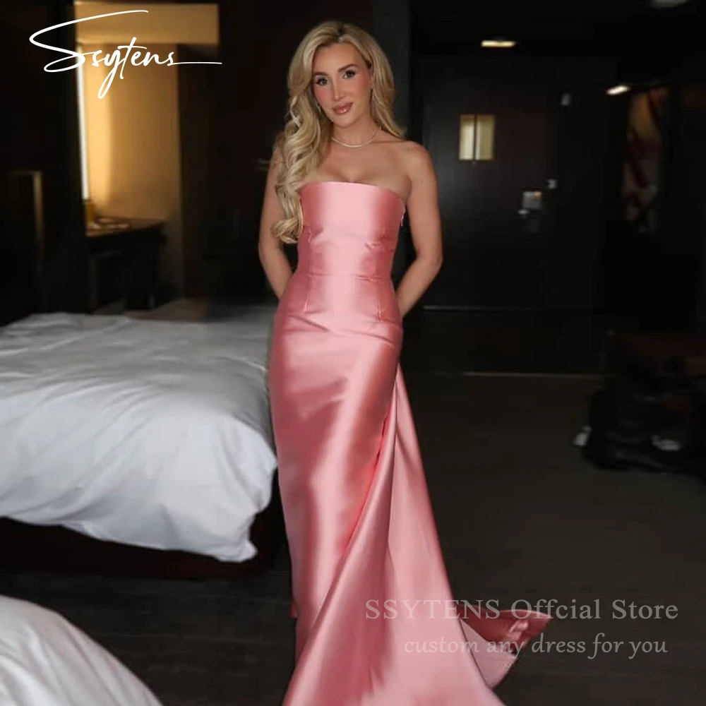 SSYTENS Elegant Pink Evening Dresses Saudi Arabic Dubai Sleeveless Wedding Party Strapless Satin Back Tail Prom Gowns Customised
SSYTENS Elegant Pink Evening Dresses Saudi Arabic Dubai Sleeveless Wedding Party Strapless Satin Back Tail Prom Gowns Customised