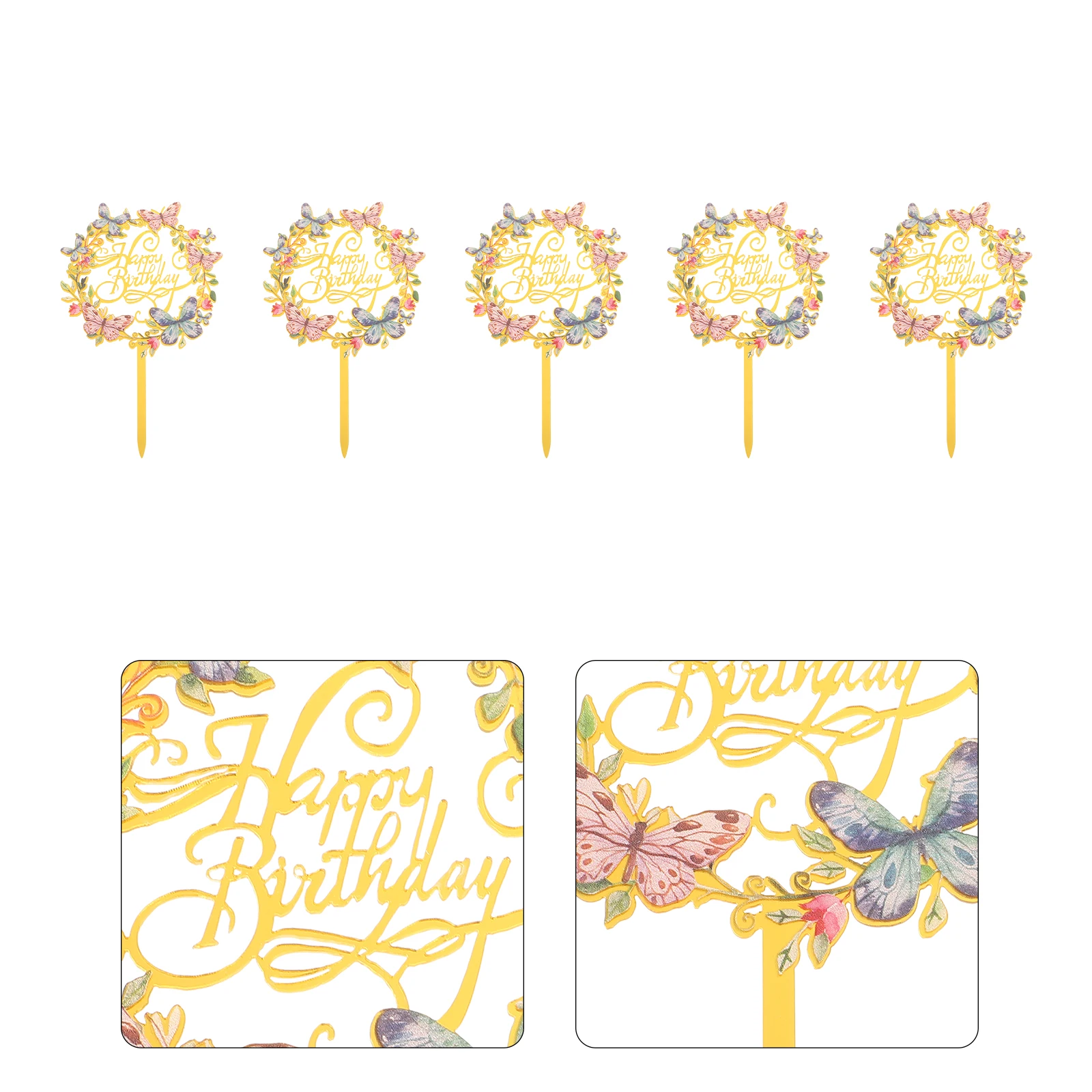 5pcs Acrylic Cake Insert Dessert Topper Birthday Flowers Butterflies Themed Cake Decoration Fruit Cupcake Muffin
5pcs Acrylic Cake Insert Dessert Topper Birthday Flowers Butterflies Themed Cake Decoration Fruit Cupcake Muffin