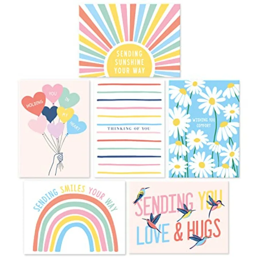 Thinking of You Cards with Envelopes, Set of 24 Boxed Greeting Cards, 300gsm Note Sheets, 120gsm Envelopes. Just Because and Ki
Thinking of You Cards with Envelopes, Set of 24 Boxed Greeting Cards, 300gsm Note Sheets, 120gsm Envelopes. Just Because and Ki