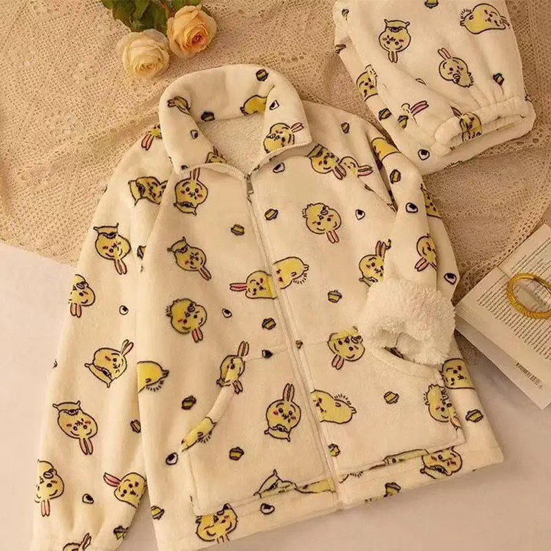 2Pcs Anime Usagi Pajamas Girls Winter Pajamas Set Plus Velvet Thickened Home Clothes Warm Women's Pajamas Flannel Homewear Gift
2Pcs Anime Usagi Pajamas Girls Winter Pajamas Set Plus Velvet Thickened Home Clothes Warm Women's Pajamas Flannel Homewear Gift