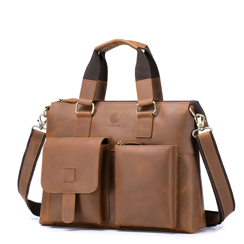 Vintage Men's Crazy Horse Leather Briefcase 15.6 Inch Business Laptop Bag Classic Large Capacity Multi-functional Office Handbag
Vintage Men's Crazy Horse Leather Briefcase 15.6 Inch Business Laptop Bag Classic Large Capacity Multi-functional Office Handbag