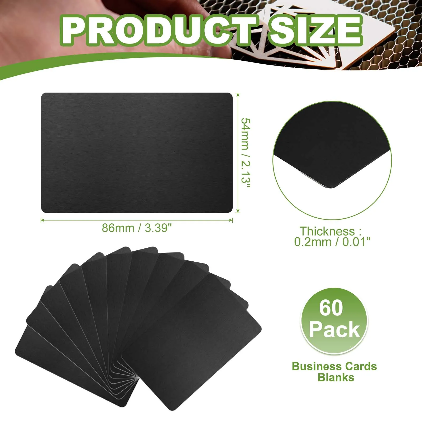 60Pcs 0.2mm/0.3mm Metal Nameplate Business Cards Blank Aluminum Laser Engraving Business Name Cards for Office Name DIY Printing
60Pcs 0.2mm/0.3mm Metal Nameplate Business Cards Blank Aluminum Laser Engraving Business Name Cards for Office Name DIY Printing