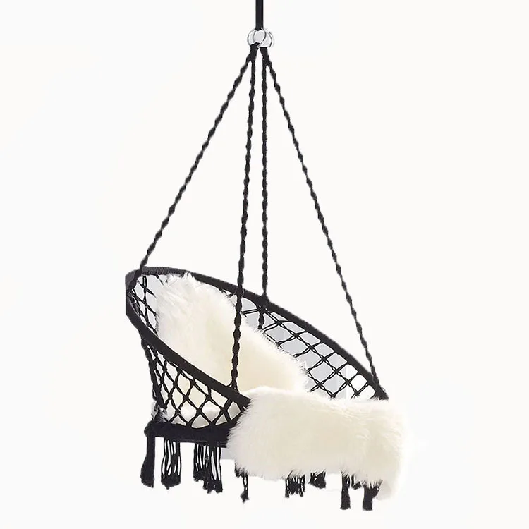 Swing Hanging Chair Knitted Cotton Rope Fringes Macrame Hammock Boho Garden Furniture Swing Chair
Swing Hanging Chair Knitted Cotton Rope Fringes Macrame Hammock Boho Garden Furniture Swing Chair