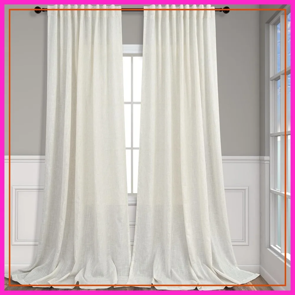 72 Inch Wide Curtains for Living Room 84 in Long 2 Panels Natural Linen Semi Sheer Light Diffusing Window Treatment Pole Pocket Back Tab Ivory Cream
72 Inch Wide Curtains for Living Room 84 in Long 2 Panels Natural Linen Semi Sheer Light Diffusing Window Treatment Pole Pocket Back Tab Ivory Cream