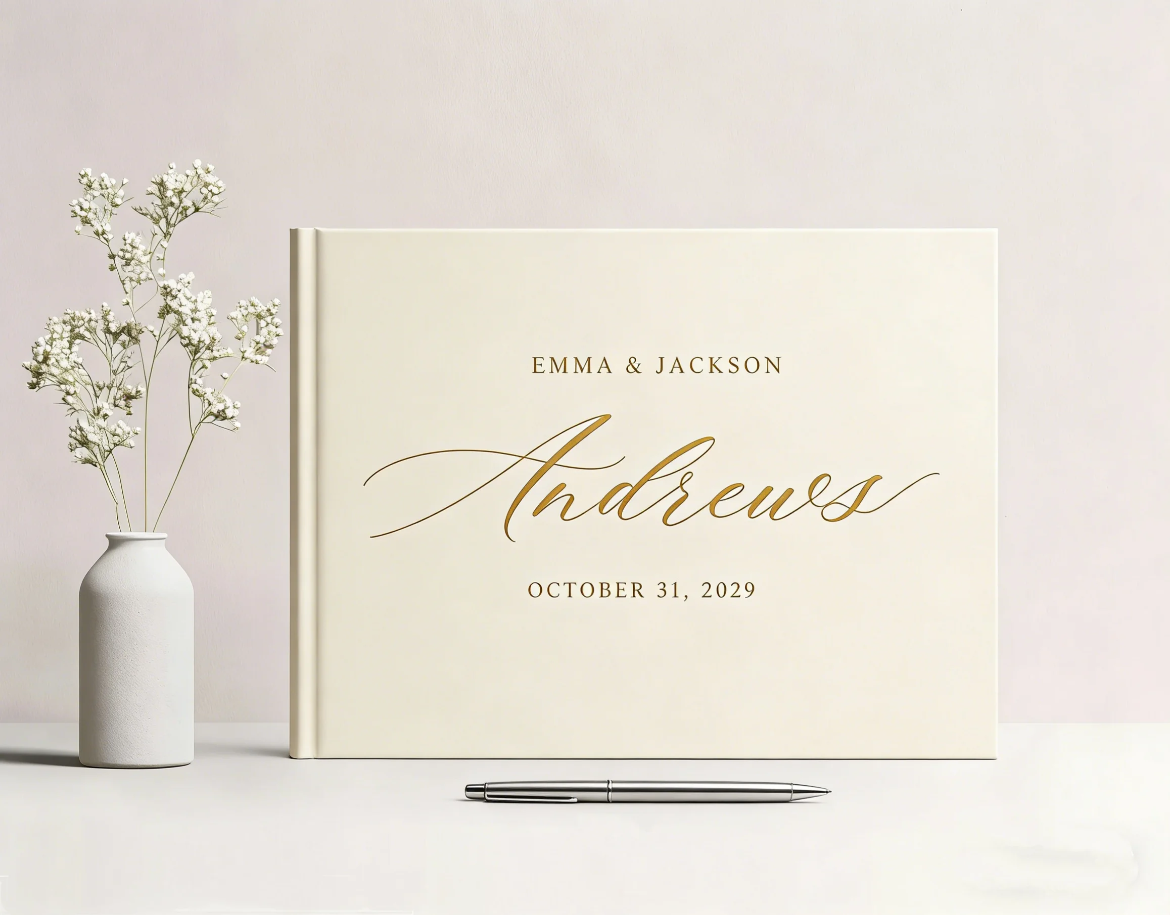 Custom Hand-Printed Guest Book | Modern White Hardcover Wedding Sign-In Book & Memory Keepsake
Custom Hand-Printed Guest Book | Modern White Hardcover Wedding Sign-In Book & Memory Keepsake