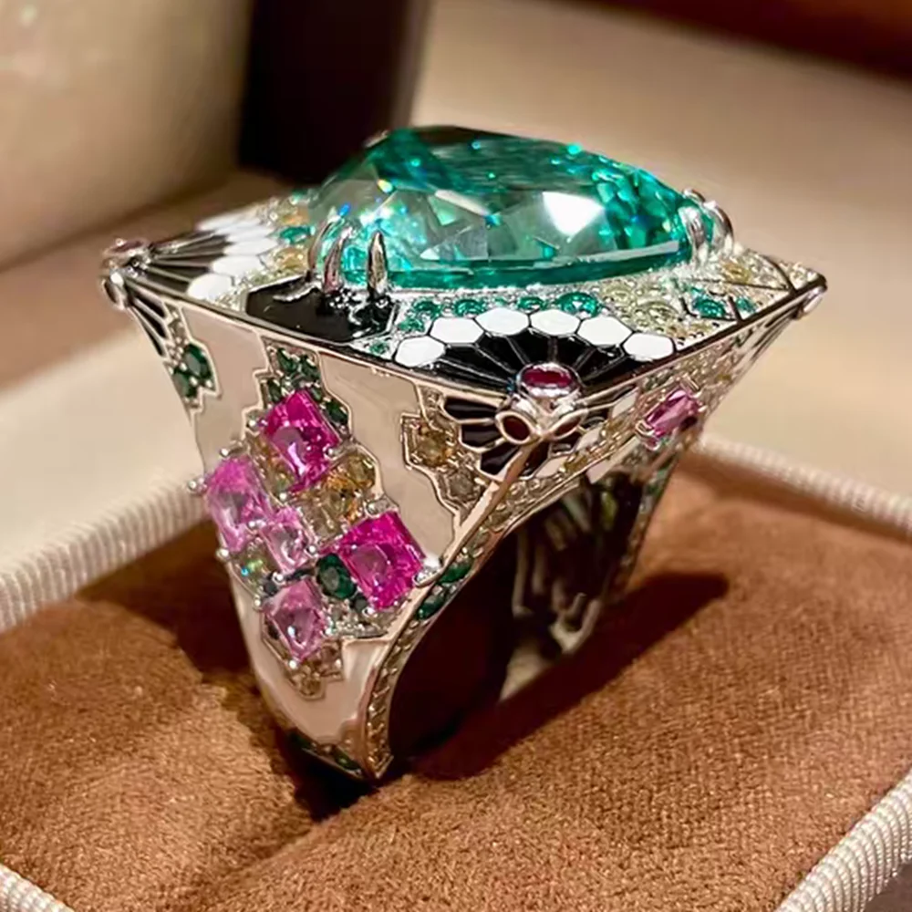 KQDANCE Paraiba Iced Cut 925 Sterling Silver Synthetic Zircon Flower Rings New Designer Luxury Green Gemstone Ring For Women
KQDANCE Paraiba Iced Cut 925 Sterling Silver Synthetic Zircon Flower Rings New Designer Luxury Green Gemstone Ring For Women