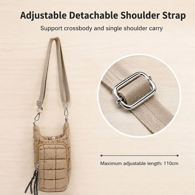 Quilted Puffer Water Bottle Bag Waterproof Crossbody Insulated Tumbler Sleeve Adjustable Strap Portable Outdoor Cup Carrier
Quilted Puffer Water Bottle Bag Waterproof Crossbody Insulated Tumbler Sleeve Adjustable Strap Portable Outdoor Cup Carrier