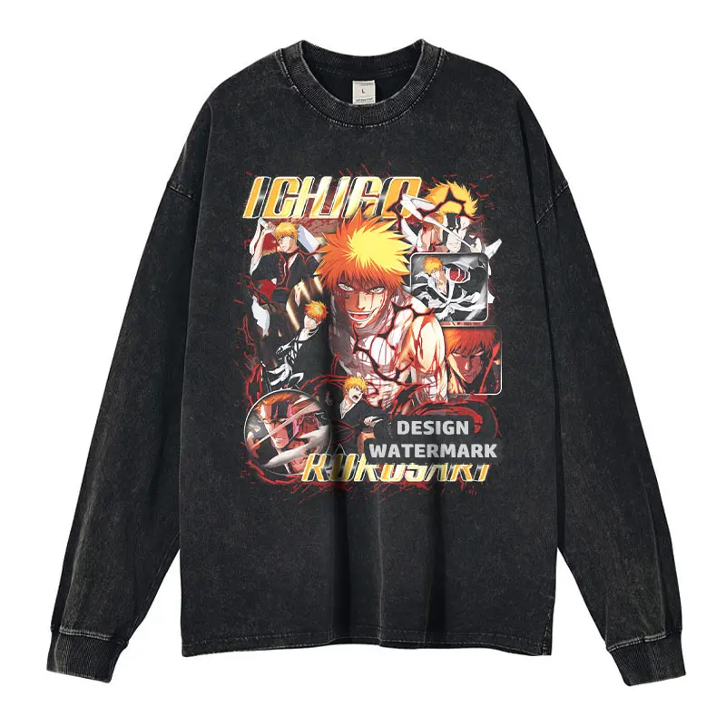 Bleach Long Sleeve T-shirt Anime Ichigo Rukia Kenpachi Aizen Vintage Washed Manga Sweatshirt Oversized Men Girl 100% Cotton
Bleach Long Sleeve T-shirt Anime Ichigo Rukia Kenpachi Aizen Vintage Washed Manga Sweatshirt Oversized Men Girl 100% Cotton