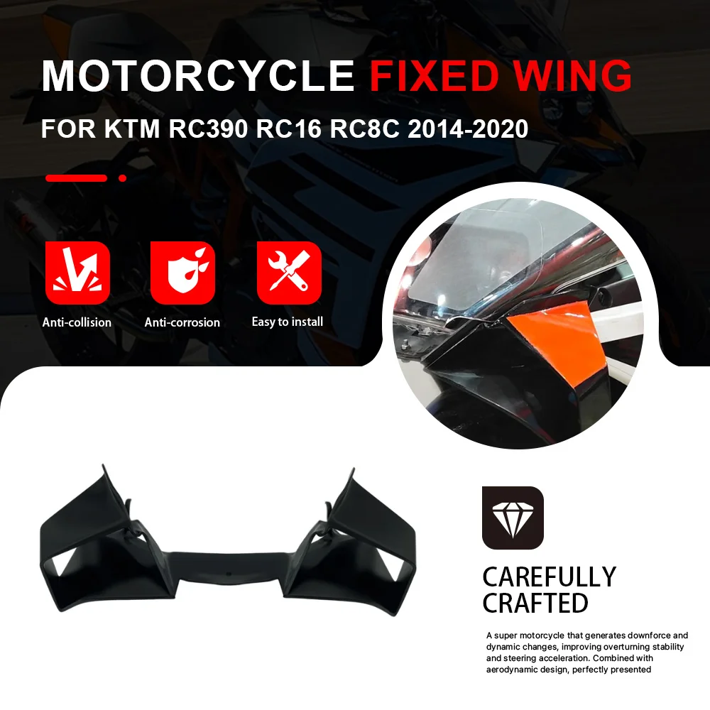 For KTM RC390 RC16 RC8C 2014-2020 2021 ABS Plastic Motorcycle Fixed Wing Aerodynamic Side Winglets Wing Aileron Fairing Kit
For KTM RC390 RC16 RC8C 2014-2020 2021 ABS Plastic Motorcycle Fixed Wing Aerodynamic Side Winglets Wing Aileron Fairing Kit