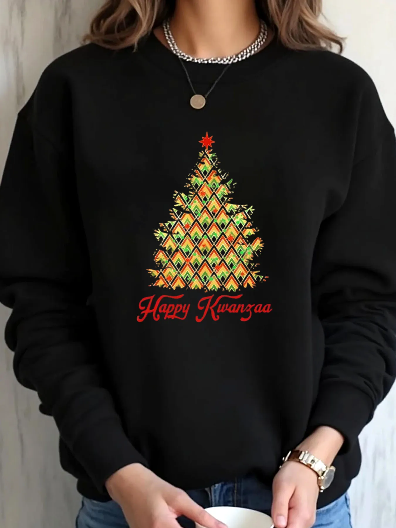 Женская толстовка большого размера с принтом рождественской елки Kwanzaa Happy Kwanzaa, верхняя одежда
Женская толстовка большого размера с принтом рождественской елки Kwanzaa Happy Kwanzaa, верхняя одежда