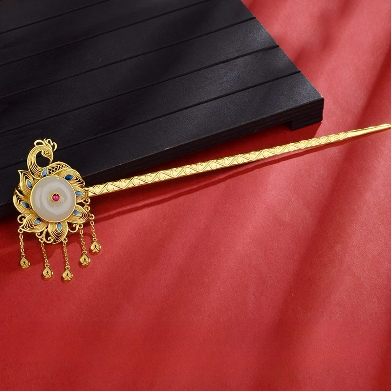 S925 Sterling Silver Natural Hetian Jade 'Phoenix' Fringe Hairpin Brooch Pendant - 3-in-1 Convertible Chinese Jewelry
S925 Sterling Silver Natural Hetian Jade 'Phoenix' Fringe Hairpin Brooch Pendant - 3-in-1 Convertible Chinese Jewelry