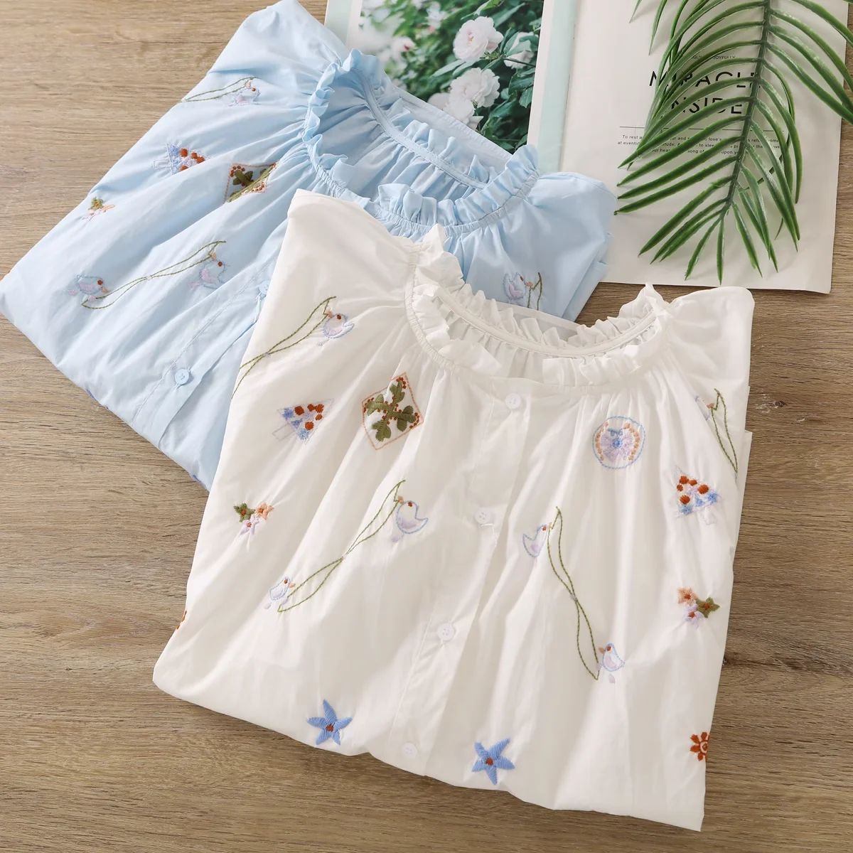 Spring clothes woman 2025 Japan fashion white blue cotton floral embroidery shirts boho chic woman long sleeve blouses
Spring clothes woman 2025 Japan fashion white blue cotton floral embroidery shirts boho chic woman long sleeve blouses