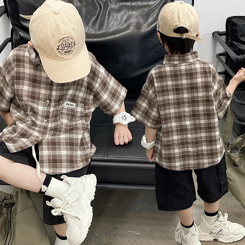 Kids Baby New Summer Plaid Shirt for Boy Brown Color Short Sleeve Blouse Children Casual Clothing Age 3 4 5 6 7 8 9 10 11 Years
Kids Baby New Summer Plaid Shirt for Boy Brown Color Short Sleeve Blouse Children Casual Clothing Age 3 4 5 6 7 8 9 10 11 Years