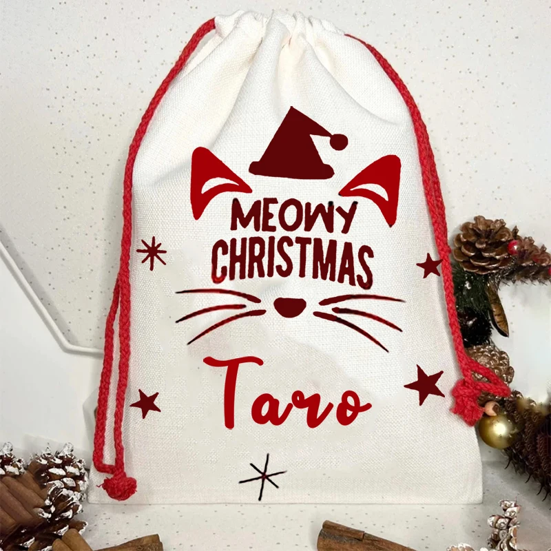 Personalised name Pet Cat boy girl Santa Sack Merry Christmas holiday Xmas eve Stocking present box 2024 New Year gift toy Bag
Personalised name Pet Cat boy girl Santa Sack Merry Christmas holiday Xmas eve Stocking present box 2024 New Year gift toy Bag