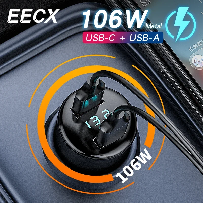 106W Max Dual USB Car Charger Quick Charge QC 3.0 66w Fast Charge For iPhone Samsung Huawei Xiaomi USB-C 65w PD Fast Charging
106W Max Dual USB Car Charger Quick Charge QC 3.0 66w Fast Charge For iPhone Samsung Huawei Xiaomi USB-C 65w PD Fast Charging