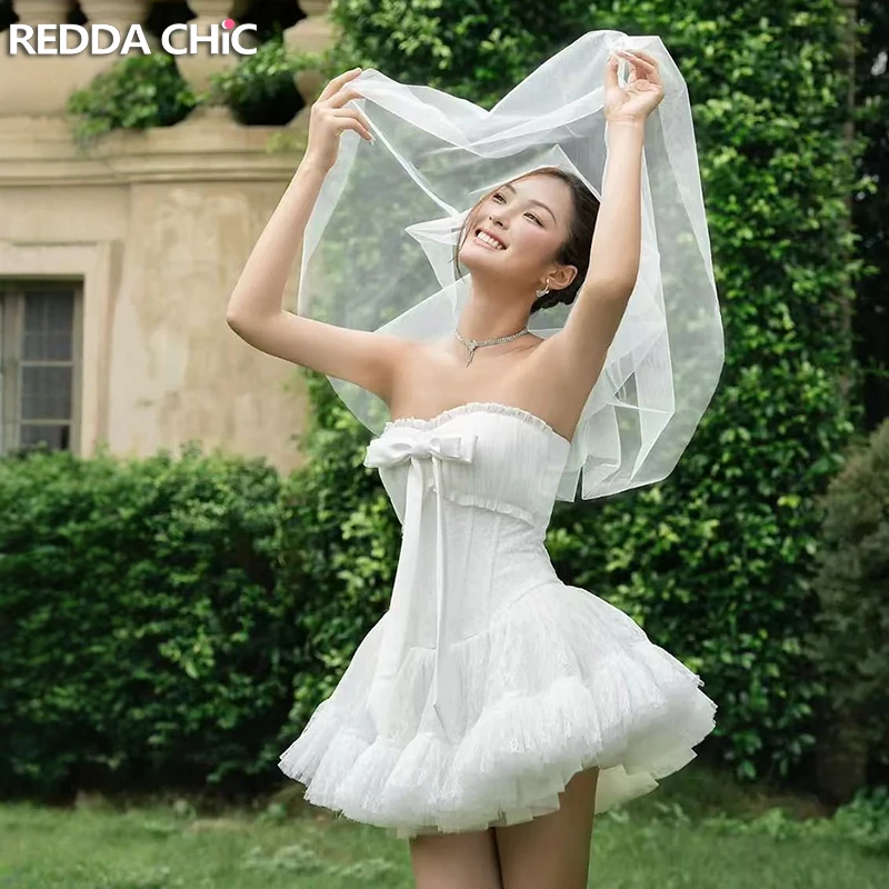 ReddaChic Women Strapless Mini Princess Dress Coquette Backless Laced Ruffle Babydoll Bubble White Dress Kawaii Summer Clothing
ReddaChic Women Strapless Mini Princess Dress Coquette Backless Laced Ruffle Babydoll Bubble White Dress Kawaii Summer Clothing