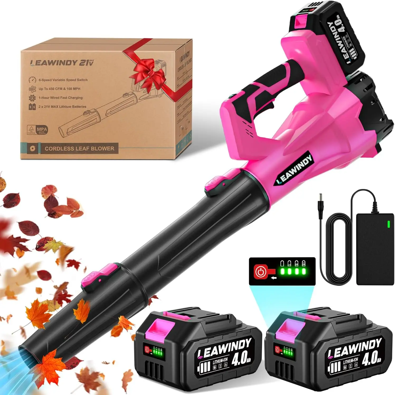 21V Cordless Leaf Blower, 6-Speed Handheld with 2 Extended Tubes for Lawn, Garden, Garage, Yard
21V Cordless Leaf Blower, 6-Speed Handheld with 2 Extended Tubes for Lawn, Garden, Garage, Yard