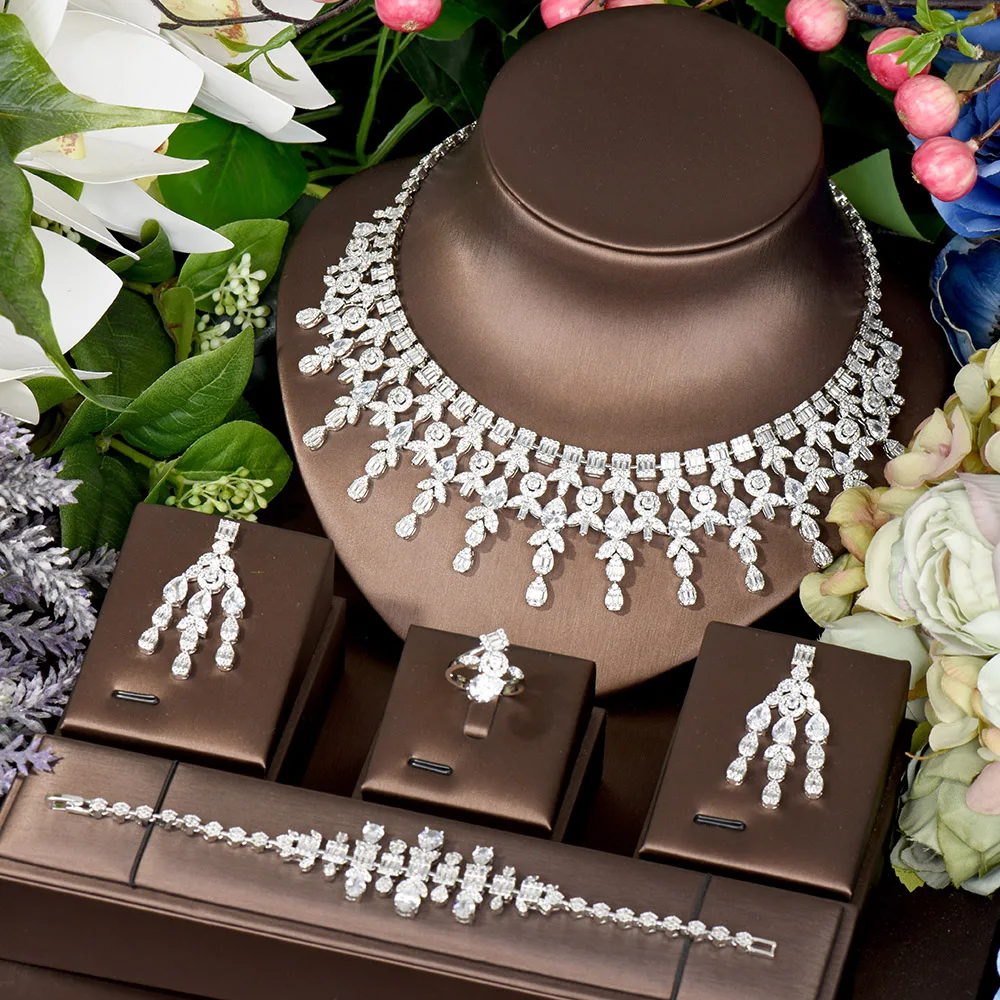 HIBRIDE Sparking AAA CZ Water Drop African Necklace Earring Set For Women Wedding Accessories Dubai Bridal Jewelry Set N-1005
HIBRIDE Sparking AAA CZ Water Drop African Necklace Earring Set For Women Wedding Accessories Dubai Bridal Jewelry Set N-1005