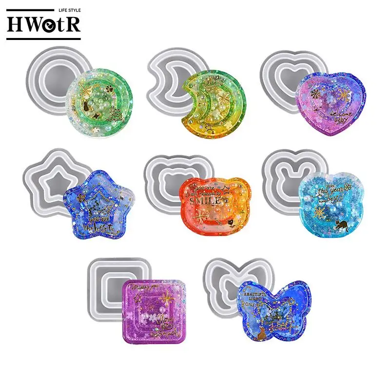 1Pcs DIY Crystal Epoxy Resin Mold Pentagram Moon Double-layer Quicksand Ice Through Keychain Mirror Silicone Mold
1Pcs DIY Crystal Epoxy Resin Mold Pentagram Moon Double-layer Quicksand Ice Through Keychain Mirror Silicone Mold