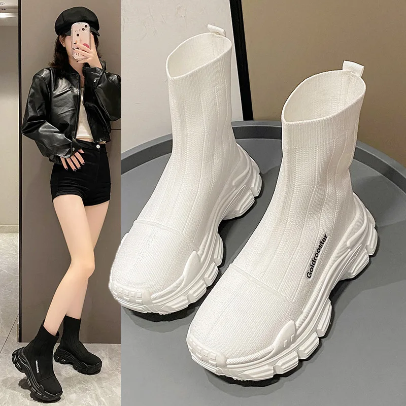 Korean Version Flying Woven Socks Boots Women's Hiking Shoes Spring and Autumn Elastic Thick Sole Sports and Leisure Short Boots
Korean Version Flying Woven Socks Boots Women's Hiking Shoes Spring and Autumn Elastic Thick Sole Sports and Leisure Short Boots