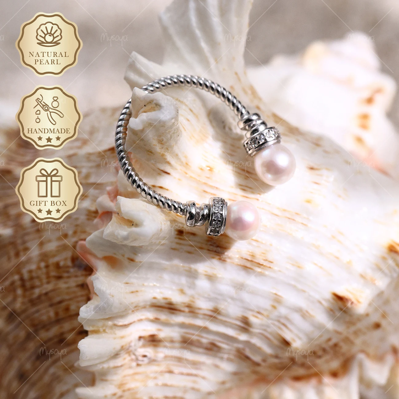 MYSOYA Pink Akoya Pearl Open Ring 5.5-6mm Twisted Silver Ring, Gift Box, Birthday & Anniversary Jewelry C325
MYSOYA Pink Akoya Pearl Open Ring 5.5-6mm Twisted Silver Ring, Gift Box, Birthday & Anniversary Jewelry C325