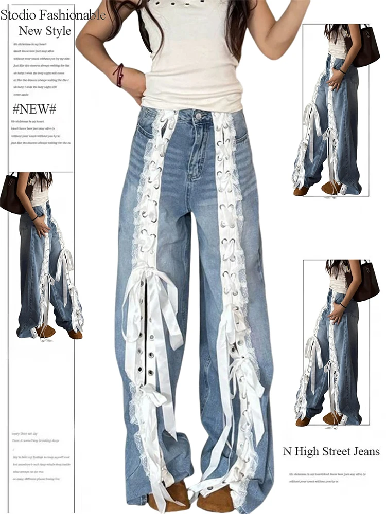 Women Goblin Core Gothic Harajuku Baggy Jean Japanese Abi Y2K Streetwear Lace Up Kpop Denim Pants Grunge Cyber Punk Design New
Women Goblin Core Gothic Harajuku Baggy Jean Japanese Abi Y2K Streetwear Lace Up Kpop Denim Pants Grunge Cyber Punk Design New