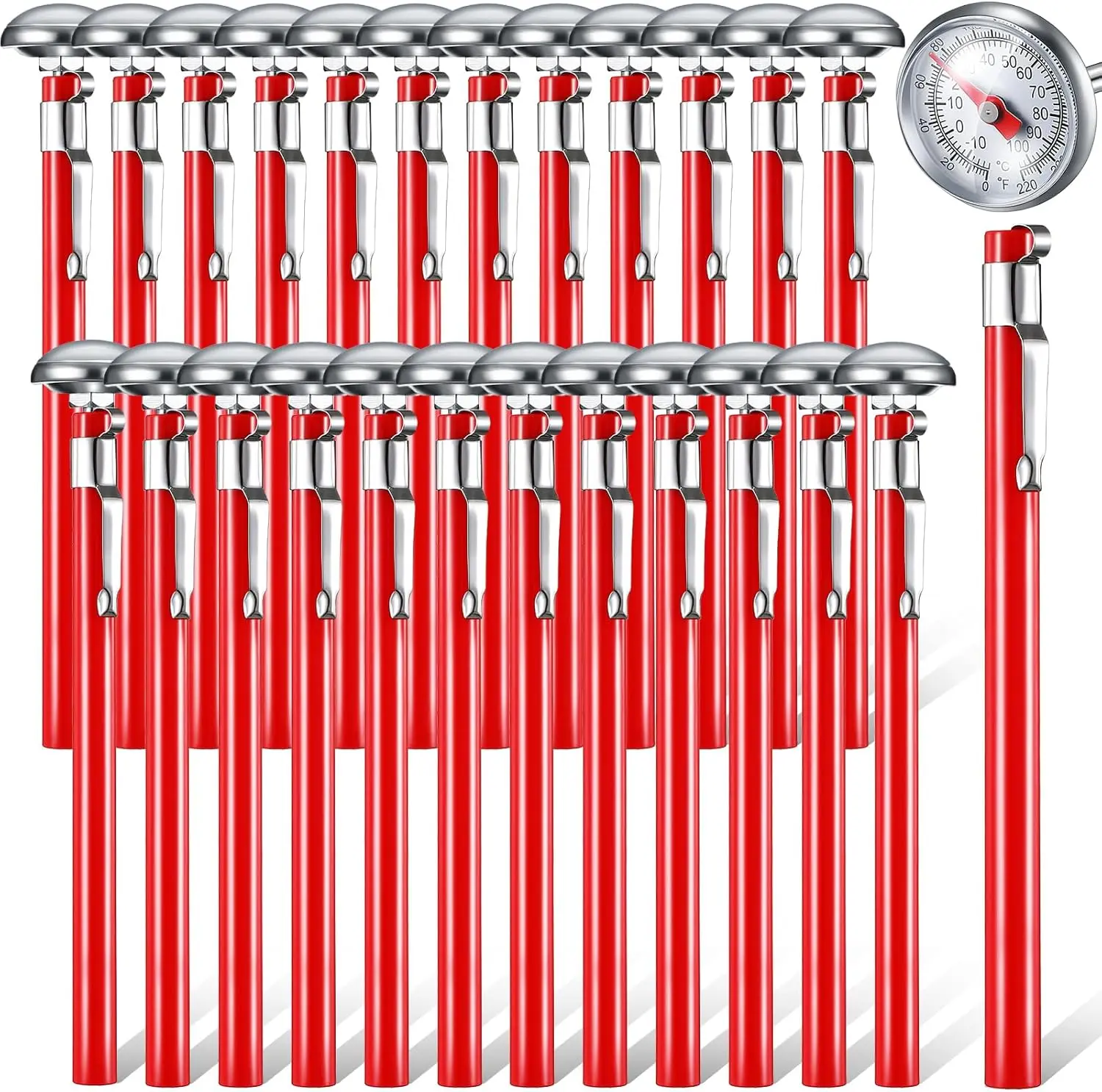 24 Pcs Stainless Steel Kitchen Thermometer 5 Inch Long Stem 1 Inch Dial for Oven Meat Grill BBQ Cooking Food
24 Pcs Stainless Steel Kitchen Thermometer 5 Inch Long Stem 1 Inch Dial for Oven Meat Grill BBQ Cooking Food