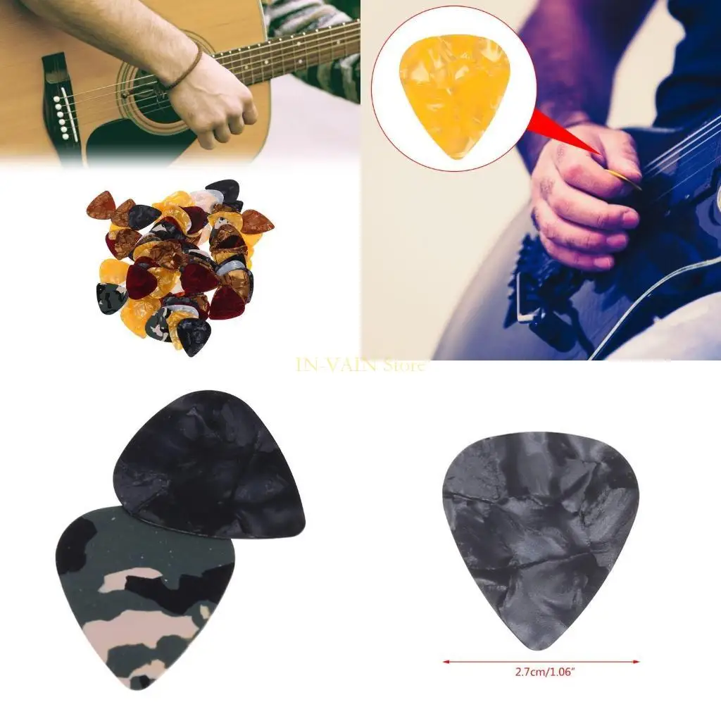 M5TC Guitar Pick Plectrum 100pcs for Triangle Celluloid Instruments 0.46mm Random Col