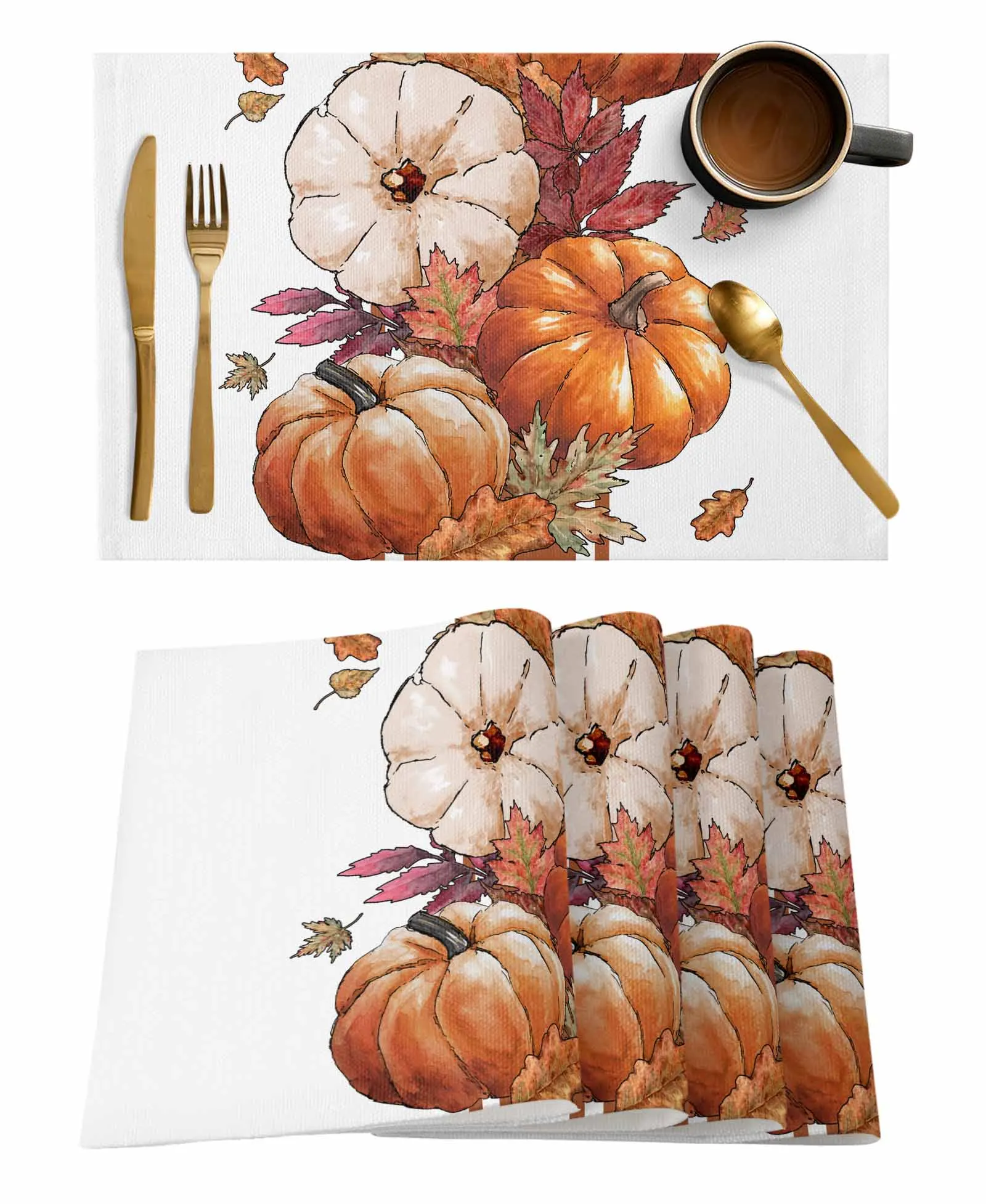 4/6 Pcs Autumn Thanksgiving Pumpkin Maple Leaves Kitchen Placemat Dining Table Decor Table Mat Home Decor Coffee Tea Pad Cup
4/6 Pcs Autumn Thanksgiving Pumpkin Maple Leaves Kitchen Placemat Dining Table Decor Table Mat Home Decor Coffee Tea Pad Cup