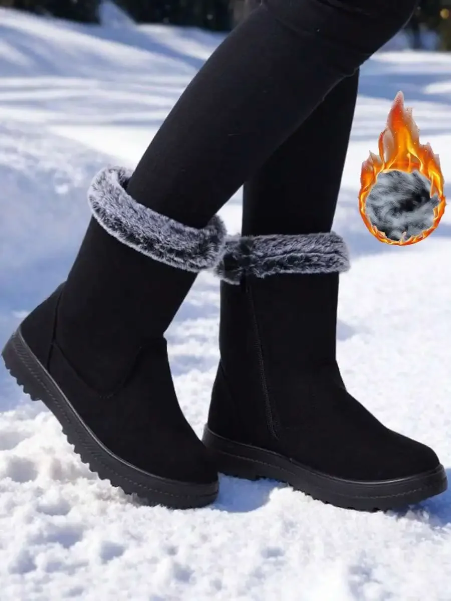 Womens Warm Snow Boots With Faux Fur Lining Flat Round Toe Mid-Calf Winter Boots Size 35-44
Womens Warm Snow Boots With Faux Fur Lining Flat Round Toe Mid-Calf Winter Boots Size 35-44