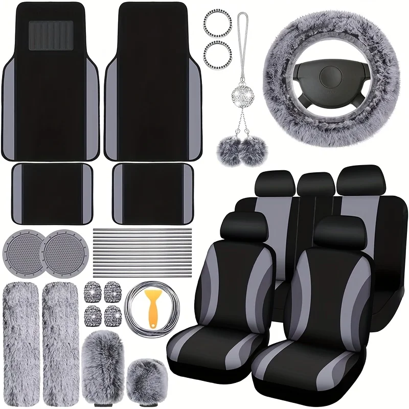 41pcs General Motors Interior Additions Set Including Seat Covers, Steering Wheel Cover, Seat Belt Cover, Car Floor Mats, Easy to Install, Durable, All-Season Protection
41pcs General Motors Interior Additions Set Including Seat Covers, Steering Wheel Cover, Seat Belt Cover, Car Floor Mats, Easy to Install, Durable, All-Season Protection