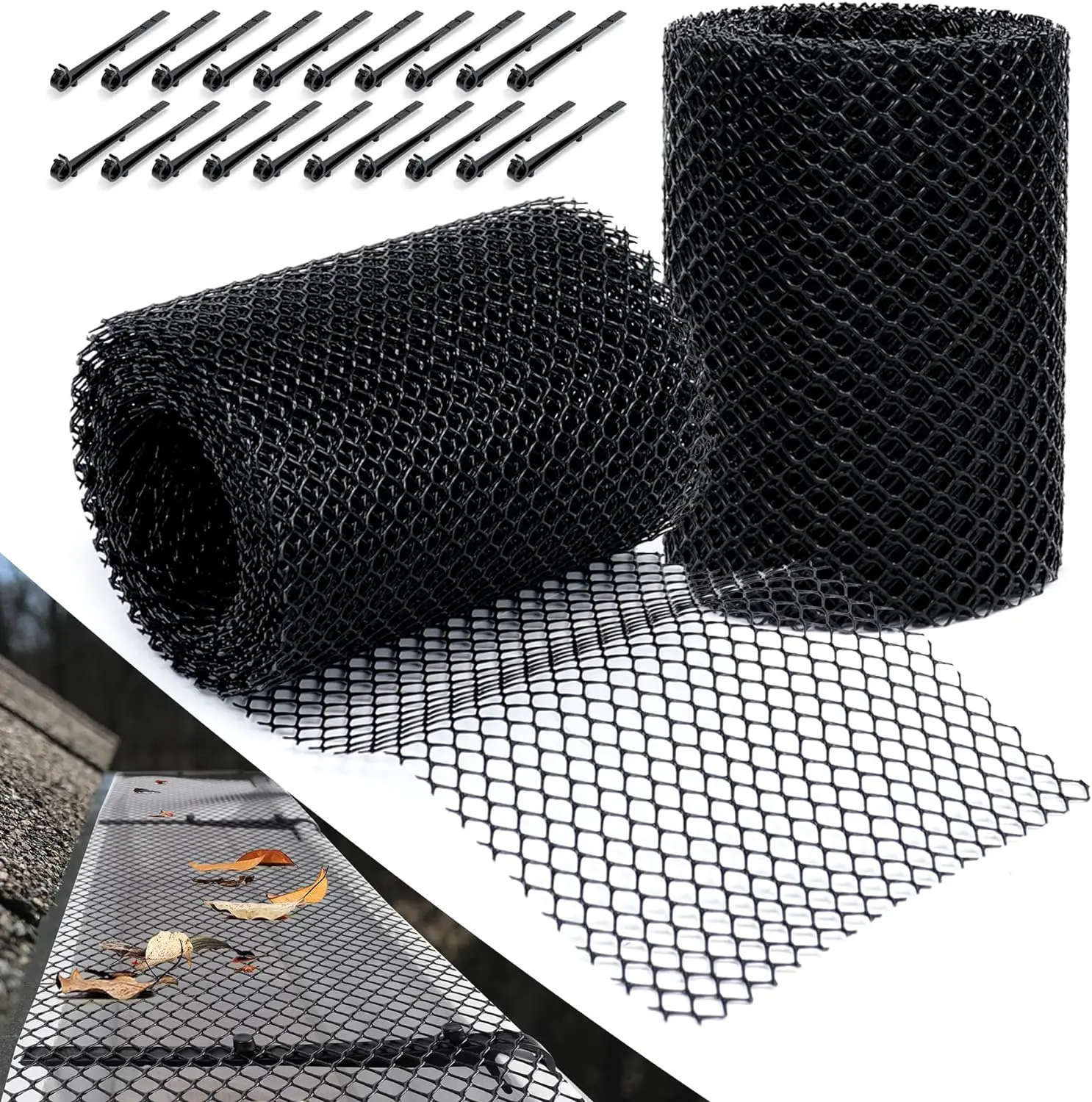 1/2 Packs Plastic Gutter Guard Mesh 6 in X 20 Ft Screen Roll Leaf Guard Mesh with Fixed Hooks Leaf Protection Cover Netting
1/2 Packs Plastic Gutter Guard Mesh 6 in X 20 Ft Screen Roll Leaf Guard Mesh with Fixed Hooks Leaf Protection Cover Netting