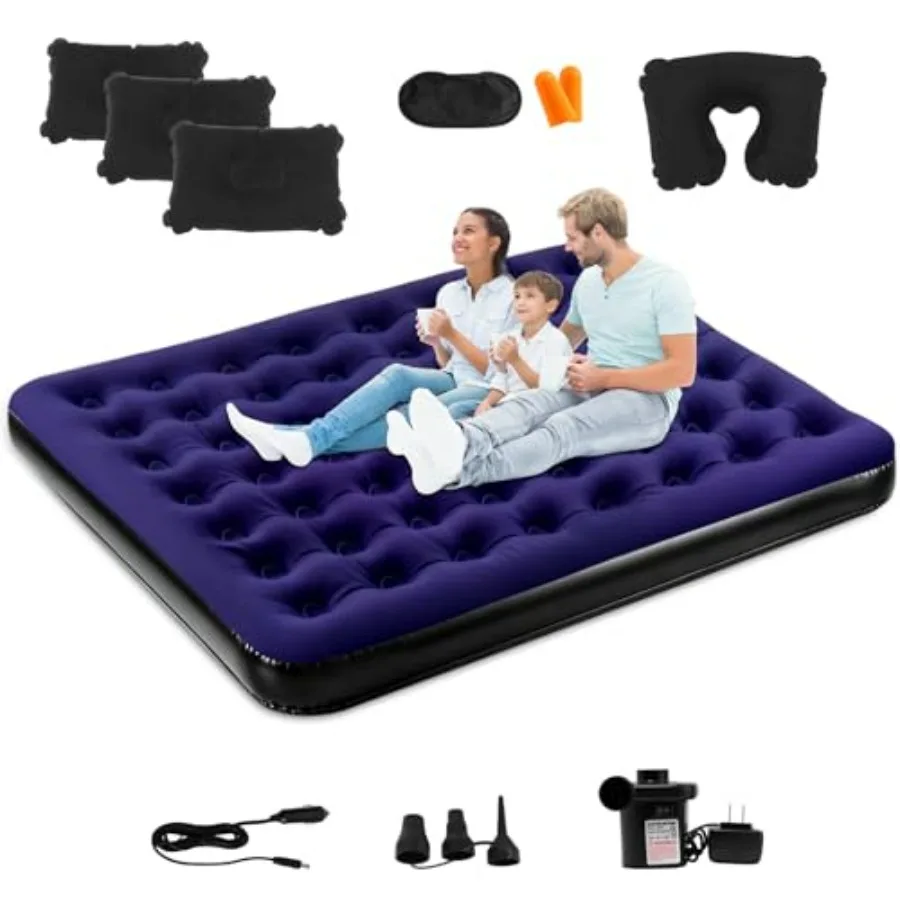 King Size Camping Air Mattress Bed with Air Pump, 80x72 Thickened PVC Blue Portable Inflatable Air Mattress for Outdoor Camping
King Size Camping Air Mattress Bed with Air Pump, 80x72 Thickened PVC Blue Portable Inflatable Air Mattress for Outdoor Camping