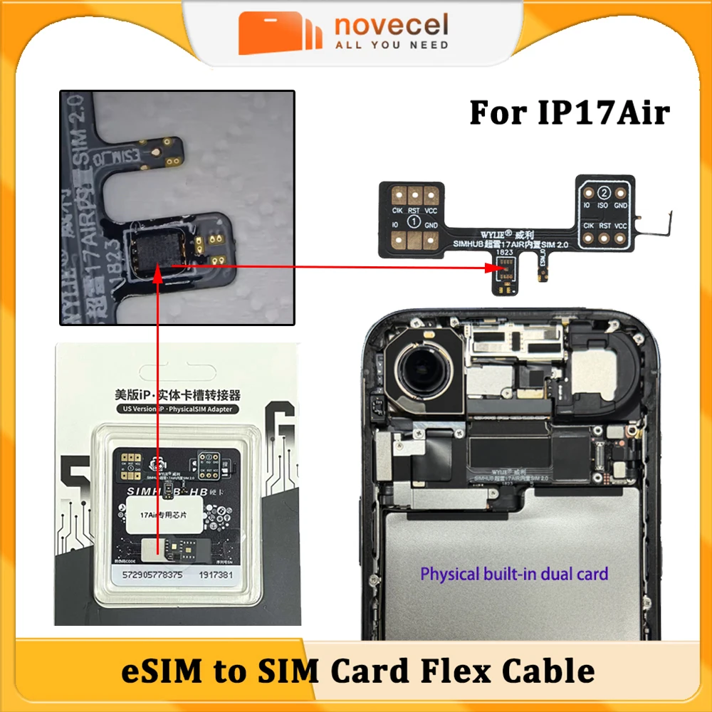 Для iPhone 17 Air: гибкий кабель (версия для США) для конвертации в встроенные две SIM-карты + eSIM, интегрированное решение MEP Super Snow IC для ремонта
Для iPhone 17 Air: гибкий кабель (версия для США) для конвертации в встроенные две SIM-карты + eSIM, интегрированное решение MEP Super Snow IC для ремонта