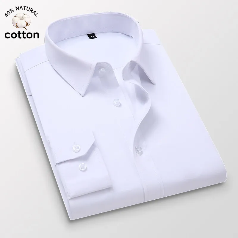 Men's Long-sleeved Shirts Business Classic Basic 40%Cotton Lapel Buttons Formal Shirts White Slim Shirt Man Plus Size M-8XL
Men's Long-sleeved Shirts Business Classic Basic 40%Cotton Lapel Buttons Formal Shirts White Slim Shirt Man Plus Size M-8XL